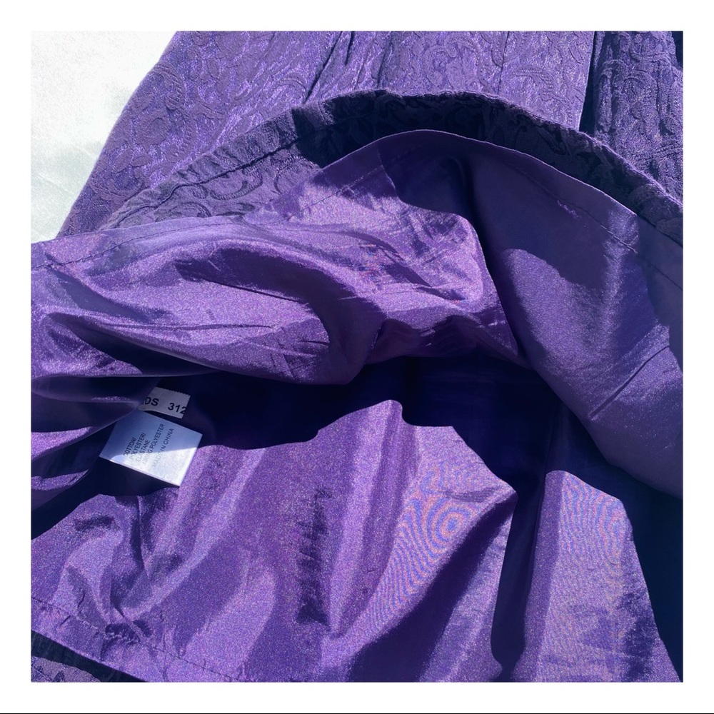 TEMT Purple Jacquard Pleated Satin Lined Skater Dress - Picture 6 of 7
